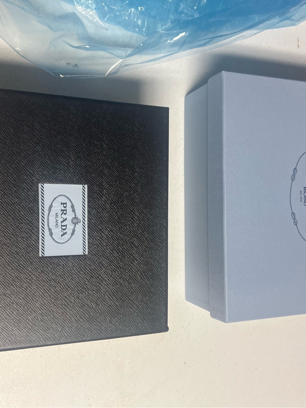 Prada Men Accessories — Black and Light Blue Gift Boxes